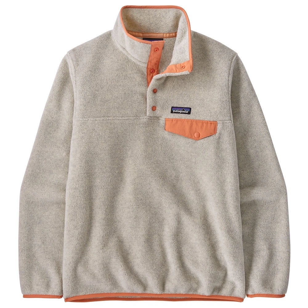 Patagonia Women's Cream and Orange Fleece Sweater